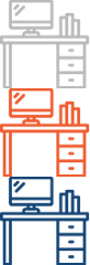 Professional Services Icon - Computer desk with computer and books