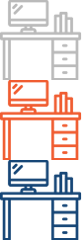 Professional Services Icon - Computer desk with computer and books